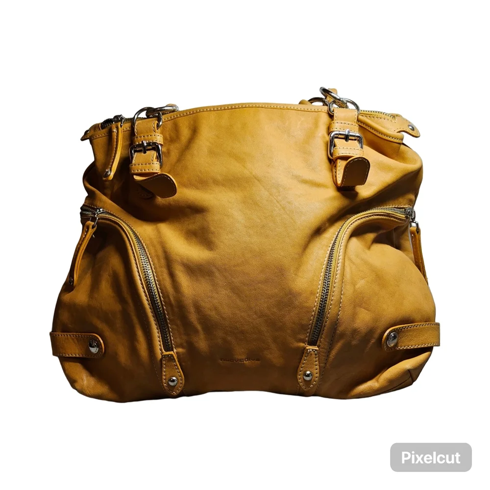 Preloved Mustard Colored Nuovedive Leather Women's Hobo Bag